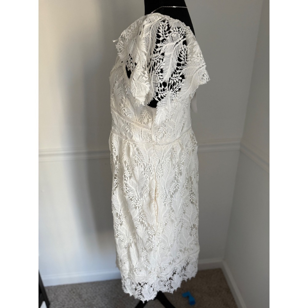 Motherhood Maternity boho‎ Lace Midi Dress Flutter Sleeve ivory off White M - Picture 3 of 12